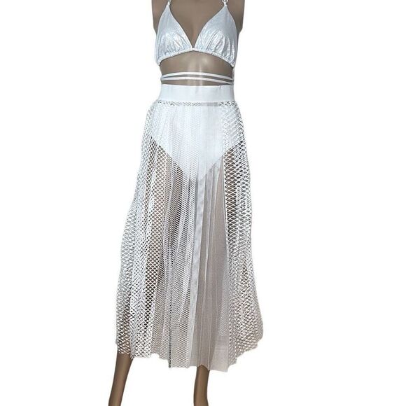 NWT Wolford Fading Net Skirt White L - Picture 1 of 16